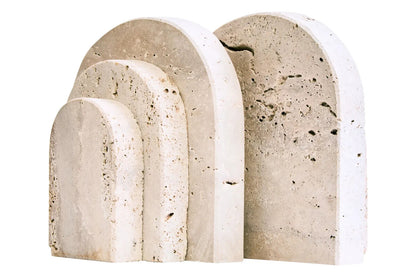Tibor Set Of Two Arched Travertine Bookends