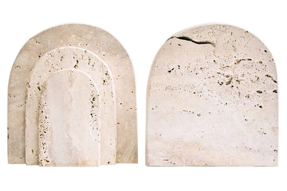 Tibor Set Of Two Arched Travertine Bookends