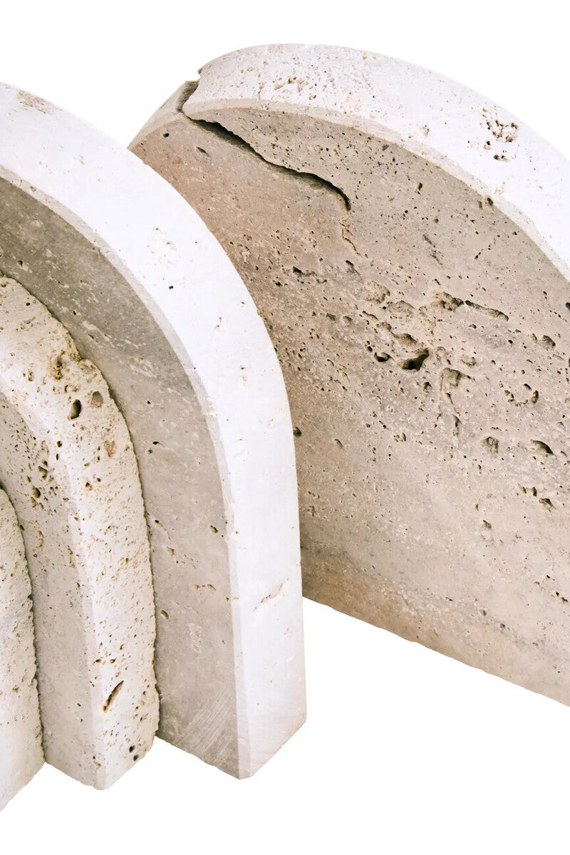 Tibor Set Of Two Arched Travertine Bookends