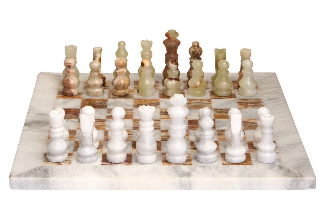 Flos White Marble and Green Onyx Small Chess Set - Image 1
