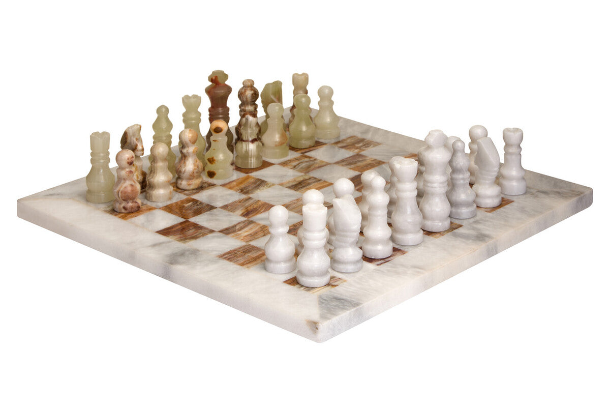 Flos White Marble and Green Onyx Small Chess Set - Image 2