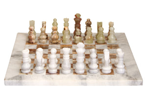 Flos White Marble and Green Onyx Small Chess Set
