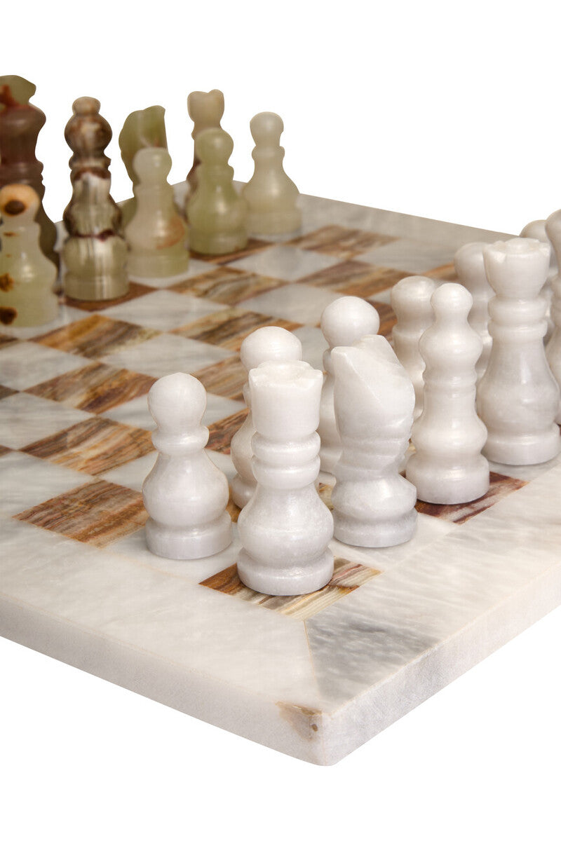 Flos White Marble and Green Onyx Small Chess Set - Image 3