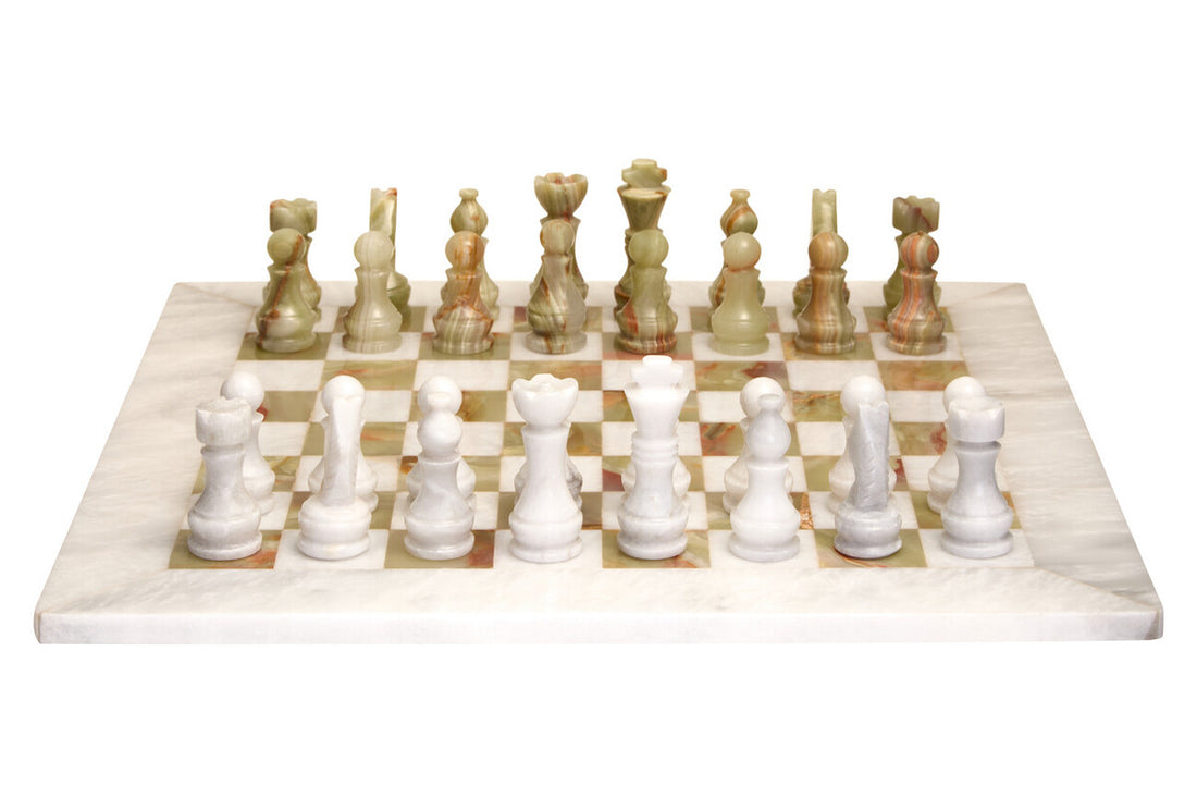 Flos White Marble and Green Onyx Large Chess Set - Image 1