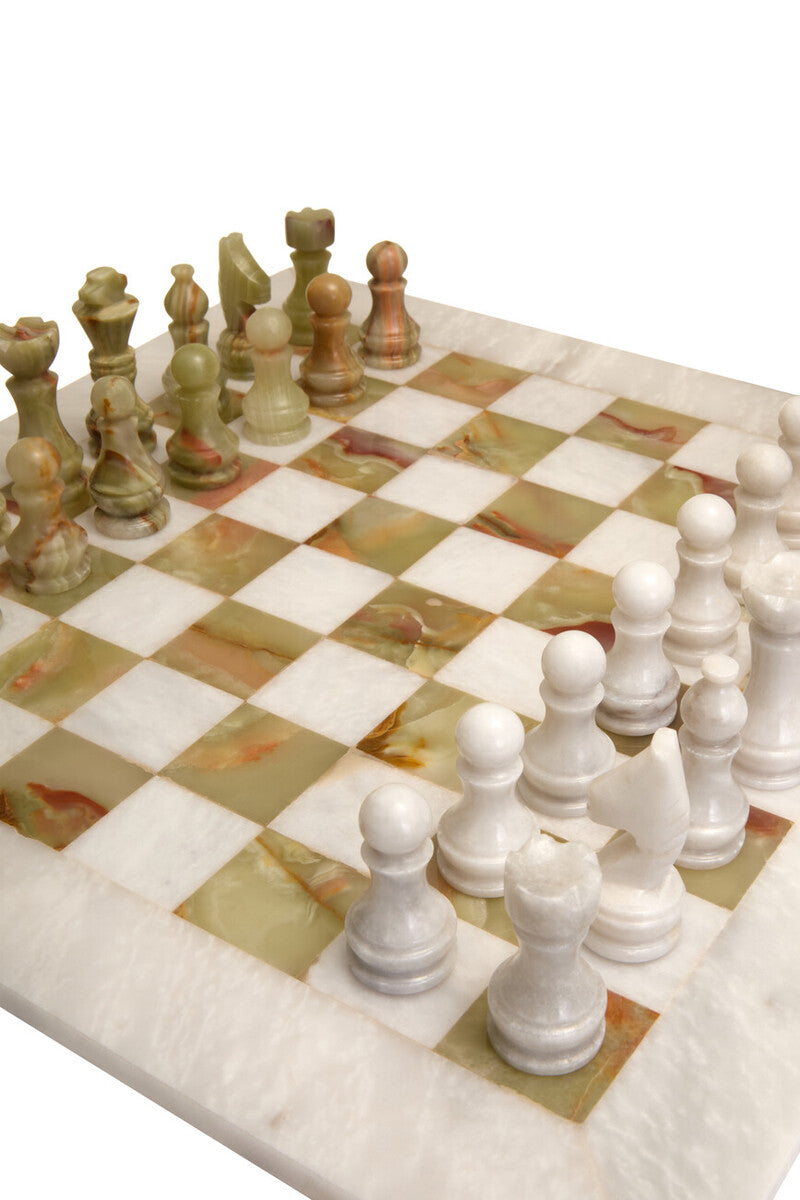 Flos White Marble and Green Onyx Large Chess Set - Image 5