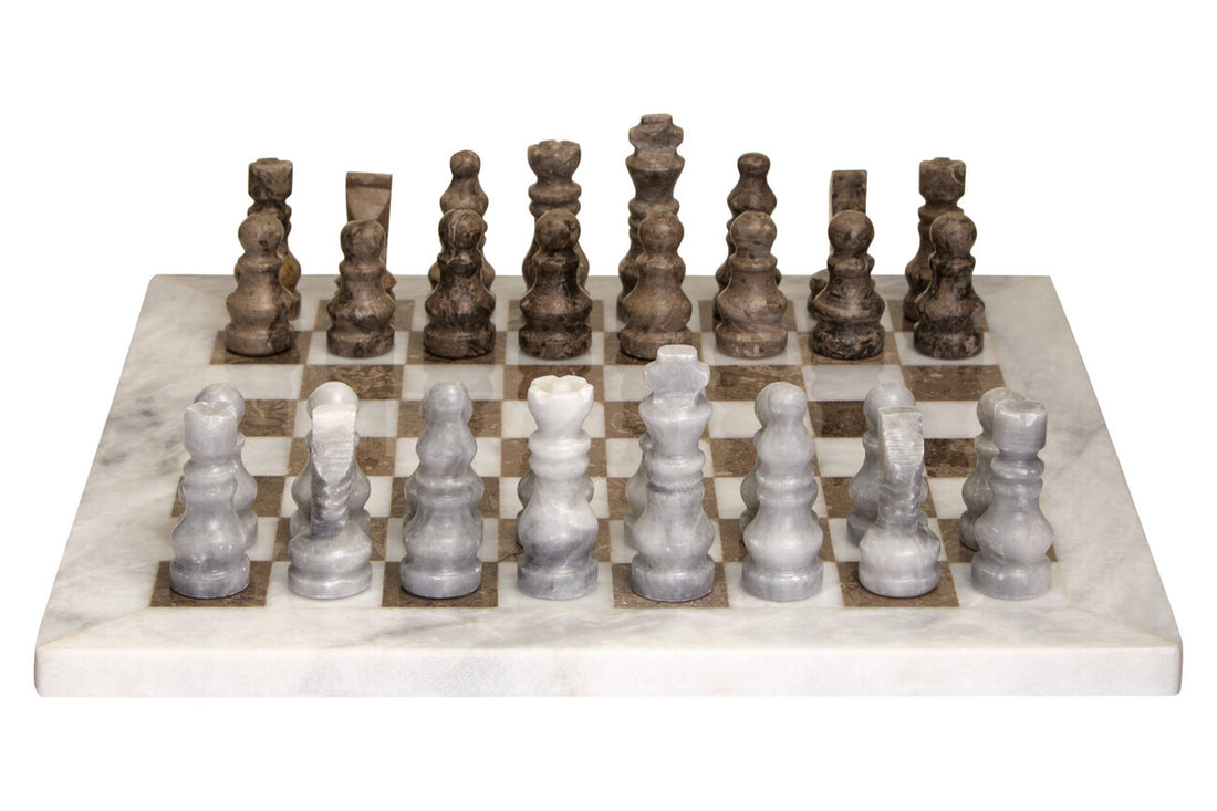 Flos White and Grey Small Marble Chess Set - Image 1