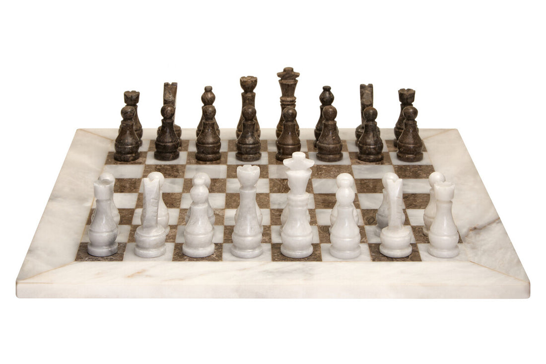 Flos White and Grey Large Marble Chess Set - Image 1