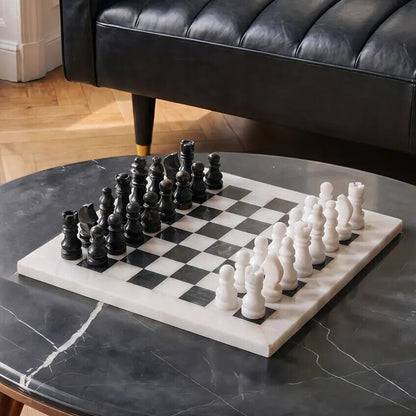 Flos White and Black Small Marble Chess Set