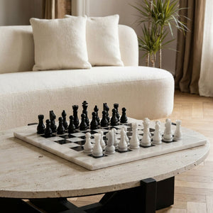 White and Black Large Marble Chess Set | Flos