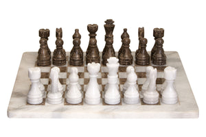 Flos Carved White and Grey Small Marble Chess Set