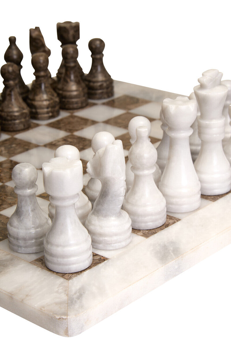 Flos Carved White and Grey Small Marble Chess Set - Image 3