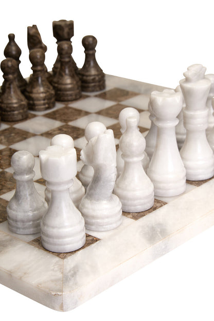 Flos Carved White and Grey Small Marble Chess Set - Image 3