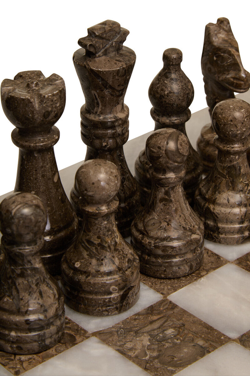 Flos Carved White and Grey Small Marble Chess Set - Image 5