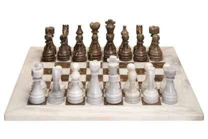 Flos Carved White and Grey Large Marble Chess Set - Image 1