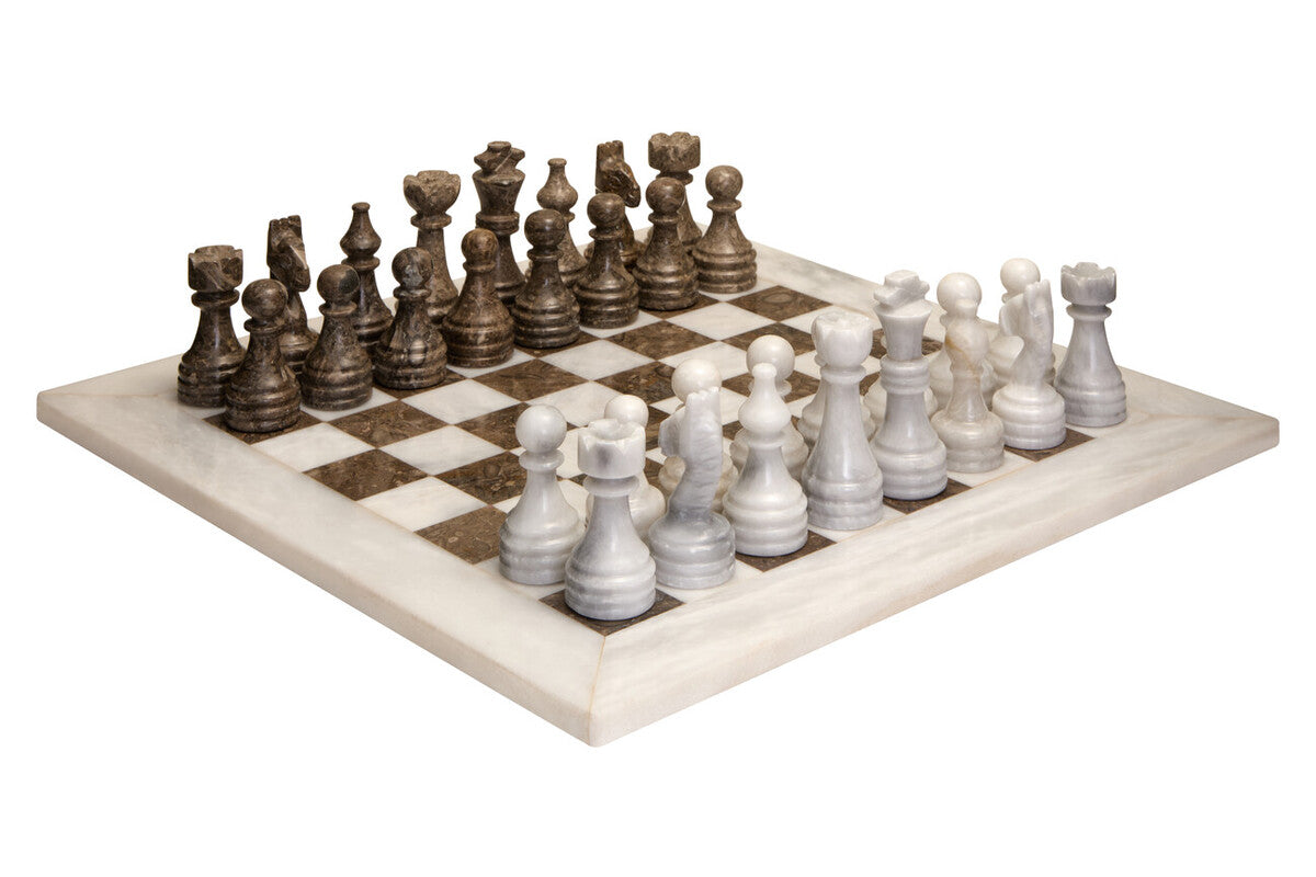 Flos Carved White and Grey Large Marble Chess Set - Image 2
