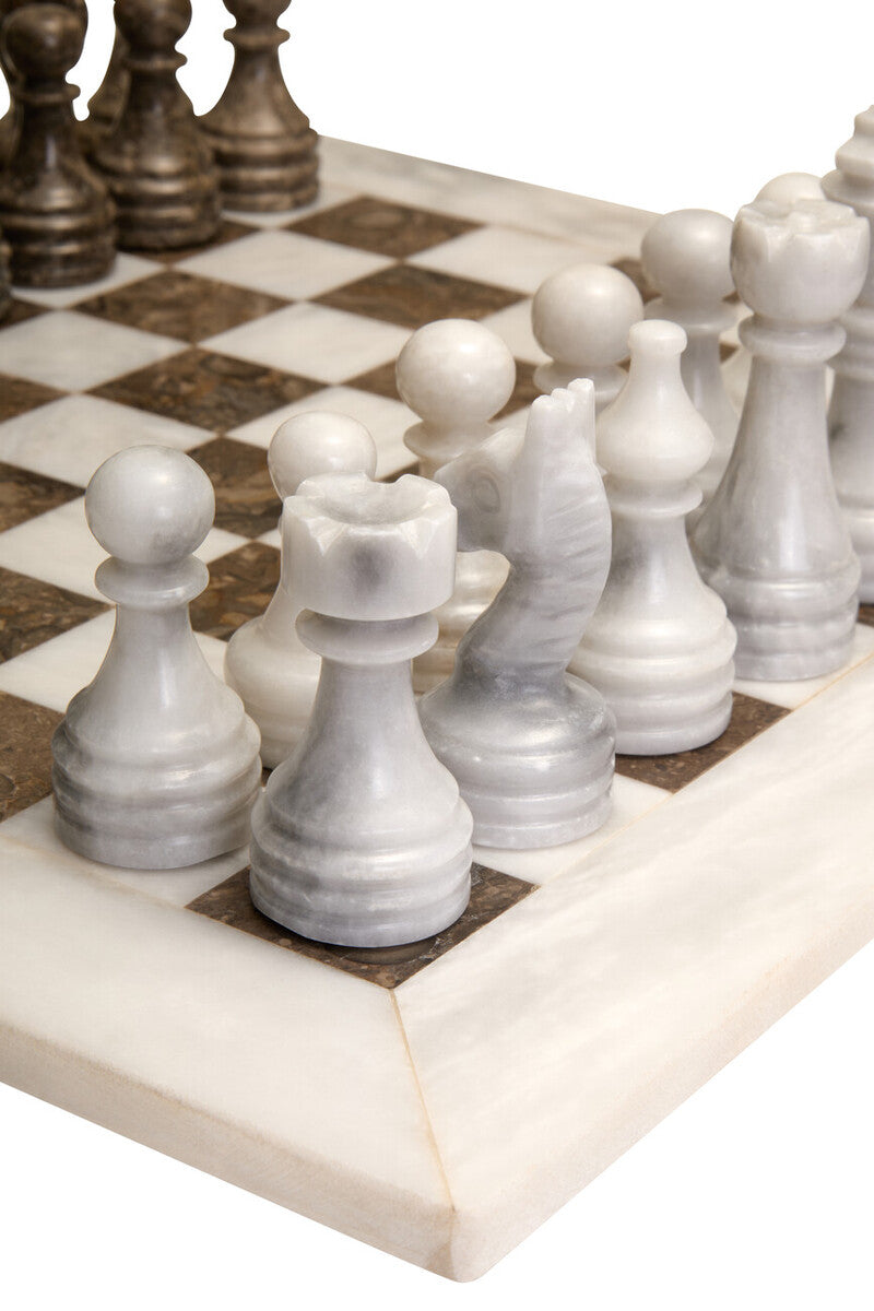 Flos Carved White and Grey Large Marble Chess Set - Image 5