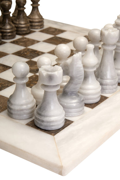 Flos Carved White and Grey Large Marble Chess Set - Image 5