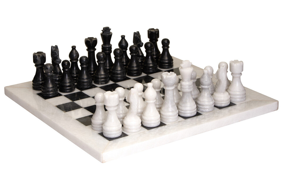 Flos Carved White and Black Small Marble Chess Set - Image 2