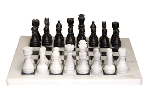 Flos Carved White and Black Small Marble Chess Set