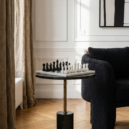 Flos Carved White and Black Small Marble Chess Set