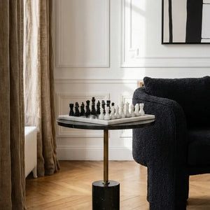Flos Carved White and Black Small Marble Chess Set