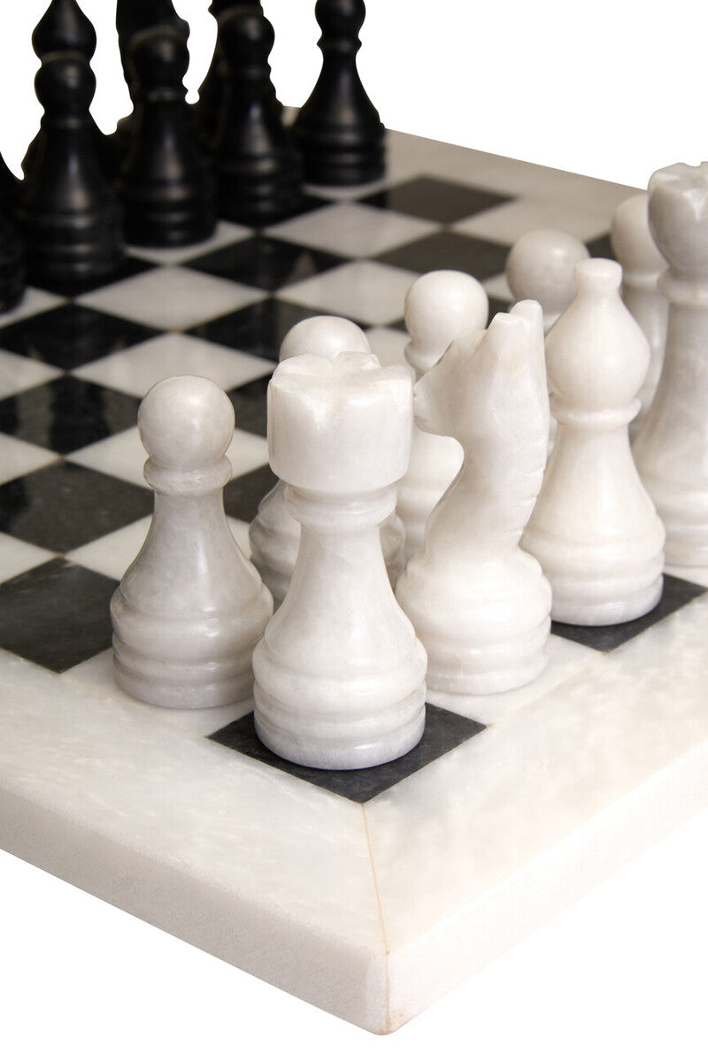 Flos Carved White and Black Small Marble Chess Set - Image 4