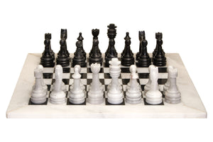 Flos Carved White and Black Large Marble Chess Set
