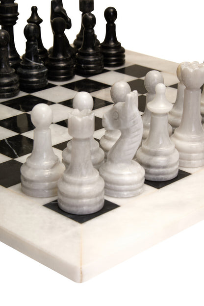 Flos Carved White and Black Large Marble Chess Set - Image 3