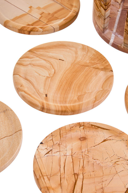 Tiga Teakwood Marble Set Of Five Round Coasters with Holder