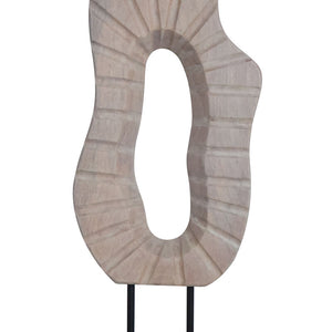 Whitewash Carved Wood Sculpture with Black Base | Westo