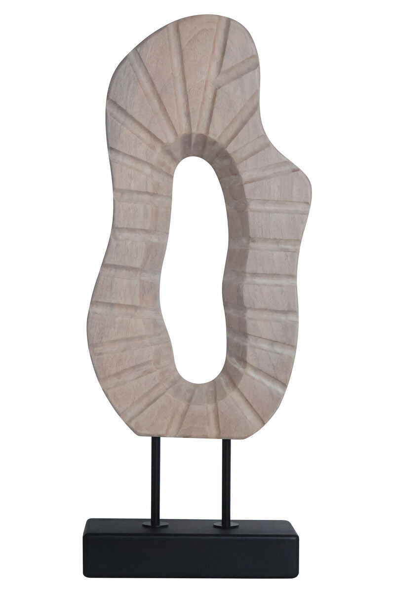 Whitewash Carved Wood Sculpture with Black Base | Westo