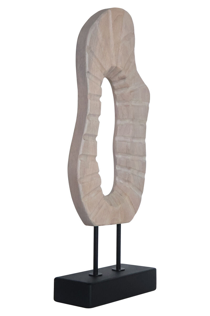 Whitewash Carved Wood Sculpture with Black Base | Westo