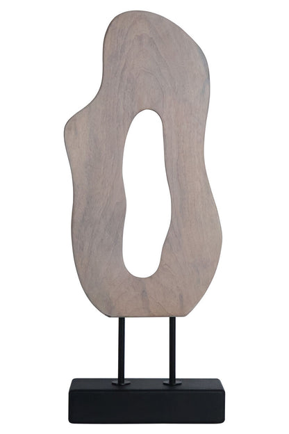 Whitewash Carved Wood Sculpture with Black Base | Westo