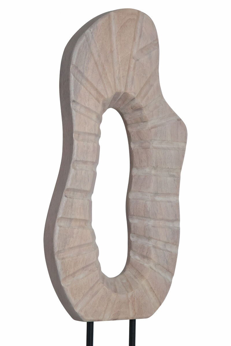 Whitewash Carved Wood Sculpture with Black Base | Westo