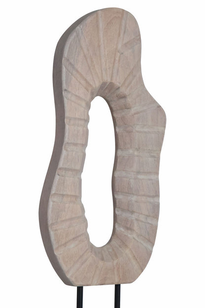 Whitewash Carved Wood Sculpture with Black Base | Westo
