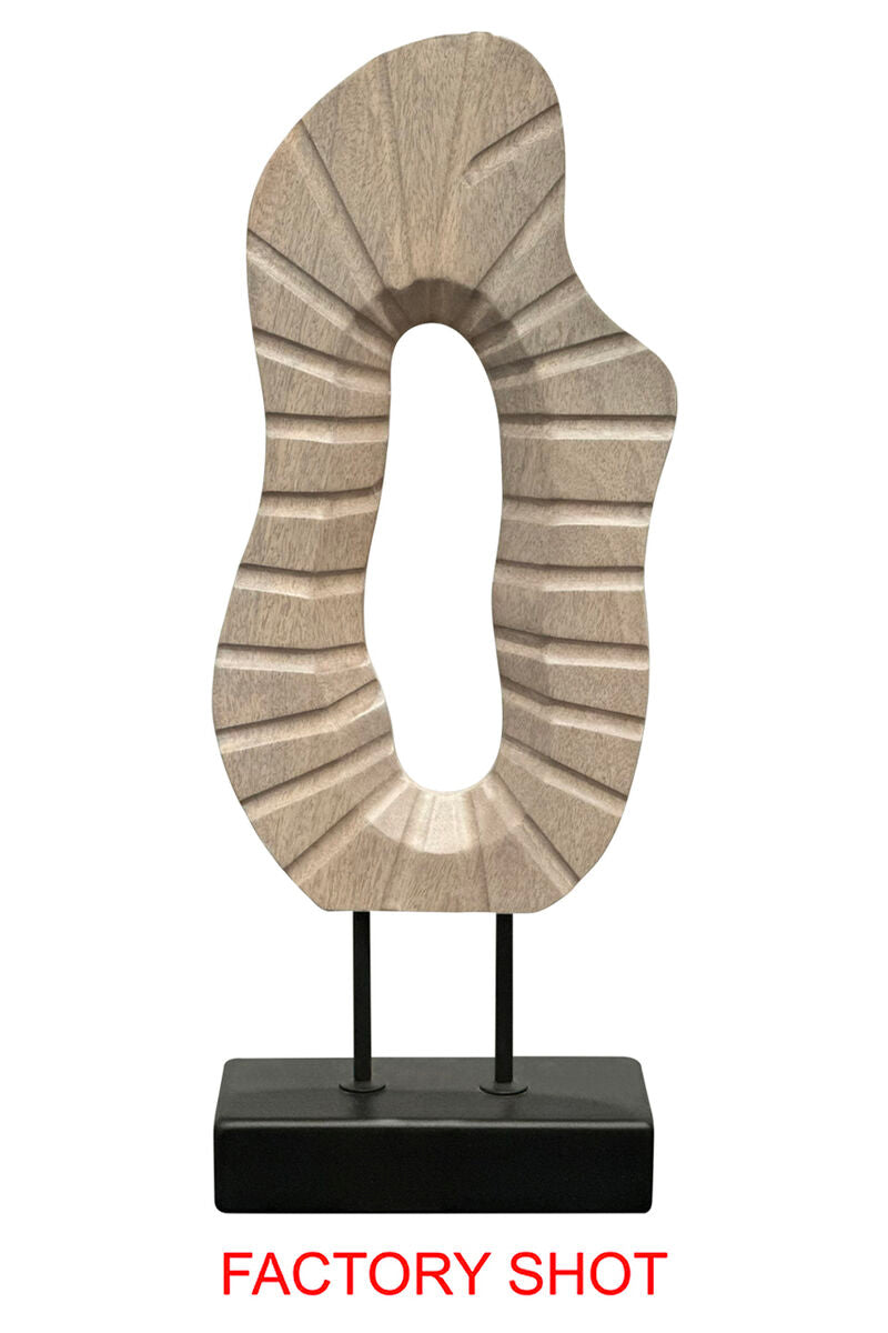 Whitewash Carved Wood Sculpture with Black Base | Westo
