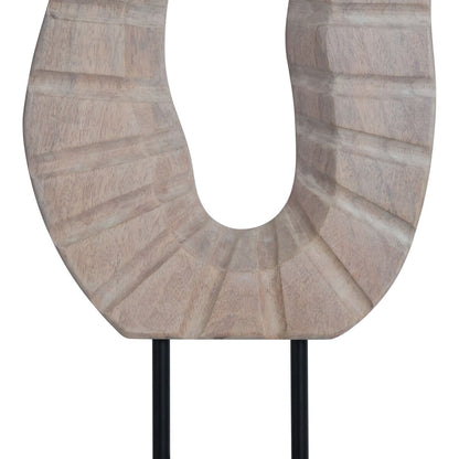 Whitewash Carved Wood Sculpture with Black Base | Westo
