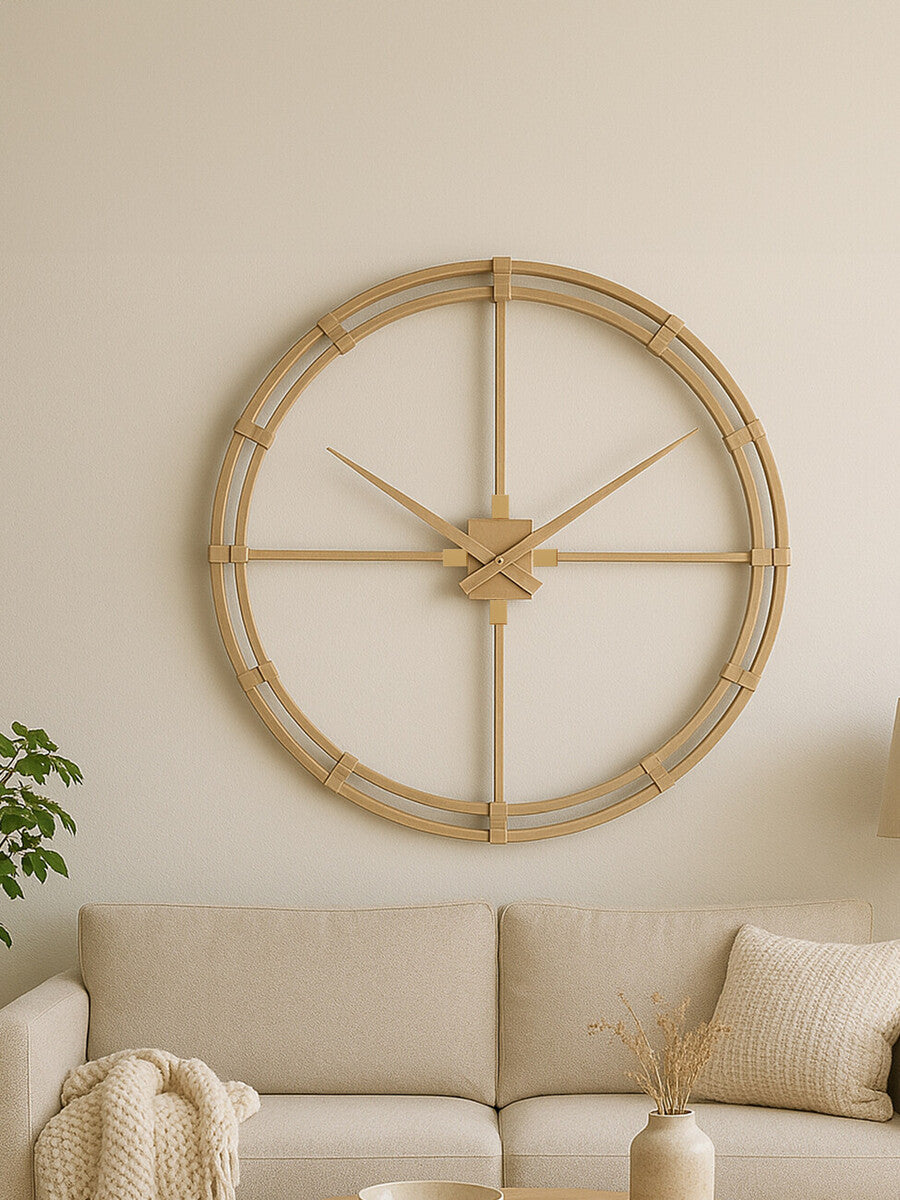 Beauly 110cm Dia Gold Finish Metal Wall Clock