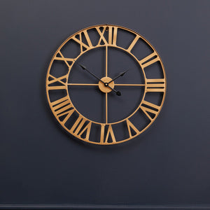 Genova 60cm Dia Large Gold Metal Wall Clock