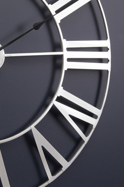 Genova Silver Metal Wall Clock