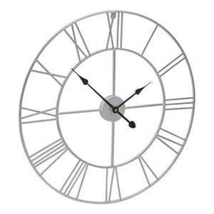 Genova 60cm Dia Silver Metal Roman Numeral Wall Clock
