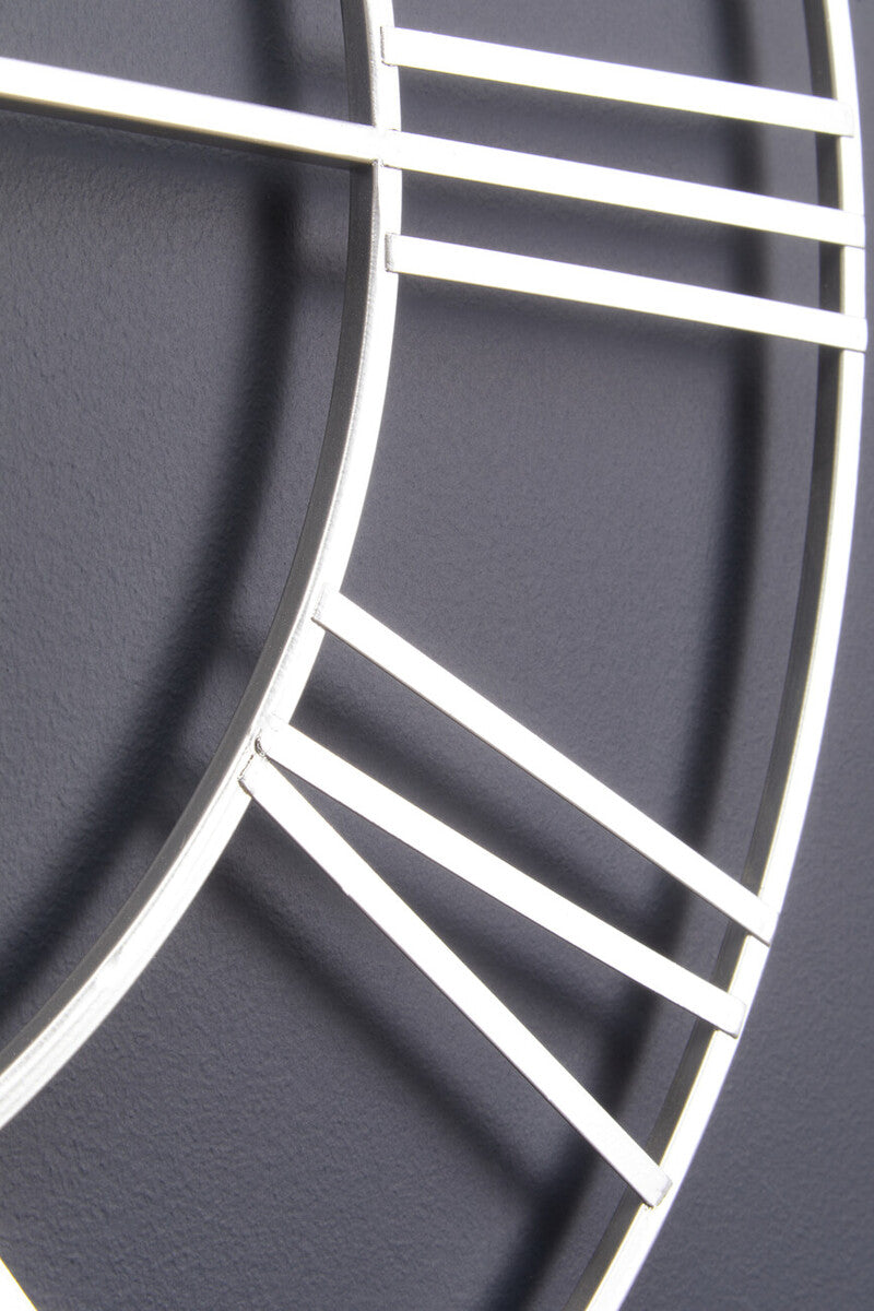 Genova Small Silver Metal Roman Numeral Wall Clock