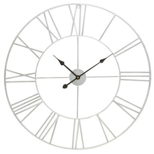 80cm Dia Silver Metal Roman Numeral Wall Clock | Genova