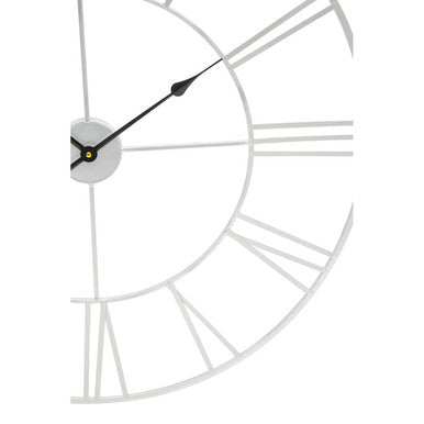 Genova 80cm Silver Metal Roman Numeral Wall Clock