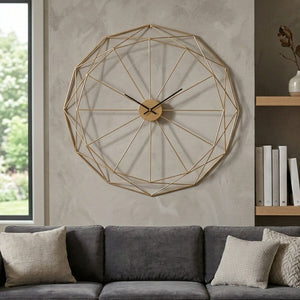 Genova Geometric Gold Metal Wall Clock