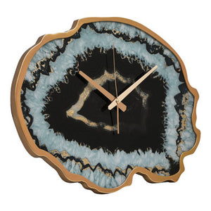 Celina Black And Gold Agate Effect Wall Clock