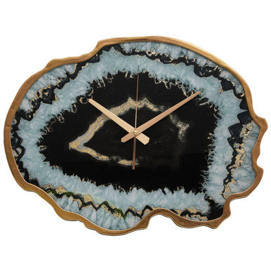 Celina Black And Gold Agate Effect Wall Clock