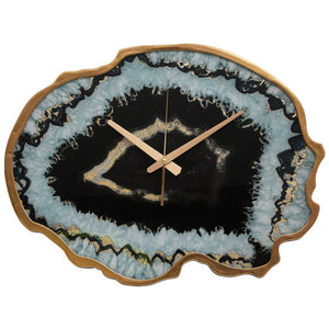 Celina Black And Gold Agate Effect Wall Clock