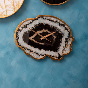 Black and Gold Agate Effect Wall Clock | Celina