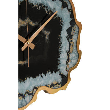 Celina Black And Gold Agate Effect Wall Clock